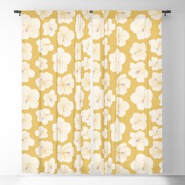Hibiscus Flowers in Yellow Blackout Curtain