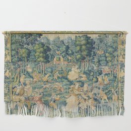 Antique 17th Century Flemish Verdure Landscape Tapestry Wall Hanging