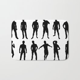 Set of 12 sexy men silhouettes on white background Bath Mat | Beautiful, Happy, Graphicdesign, Adult, Joy, Illustration, Fun, Hands, Active, Attractive 