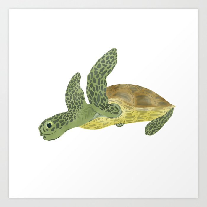  sea ​​turtle cartoon in digital painting Art Print
