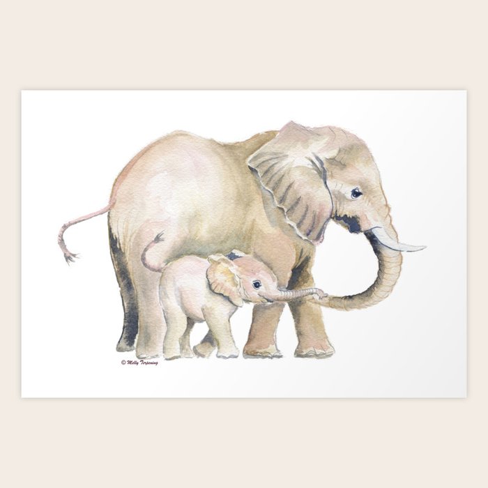 Mom And Baby Elephant 2 Art Print By Mellyterpening Society6