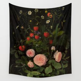 Dark Botanical Print Wall Tapestry