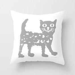 Gray cat pattern Throw Pillow | Stencil, Funny, Cute, Cats, Ink Pen, Pop Art, Comic, Design, Children, Pattern 