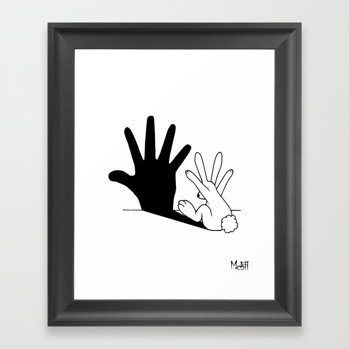 Rabbit Hand Shadow Framed Art Print