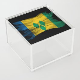 Saint Vincent and the Grenadines flag brush stroke, national flag Acrylic Box