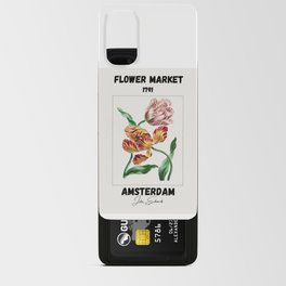 Vintage Pink And Yellow Tulip Flower Market Amsterdam ,Floral Abstract Android Card Case