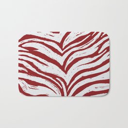 Tiger Stripes -Red & White - Animal Print - Zebra Print Bath Mat
