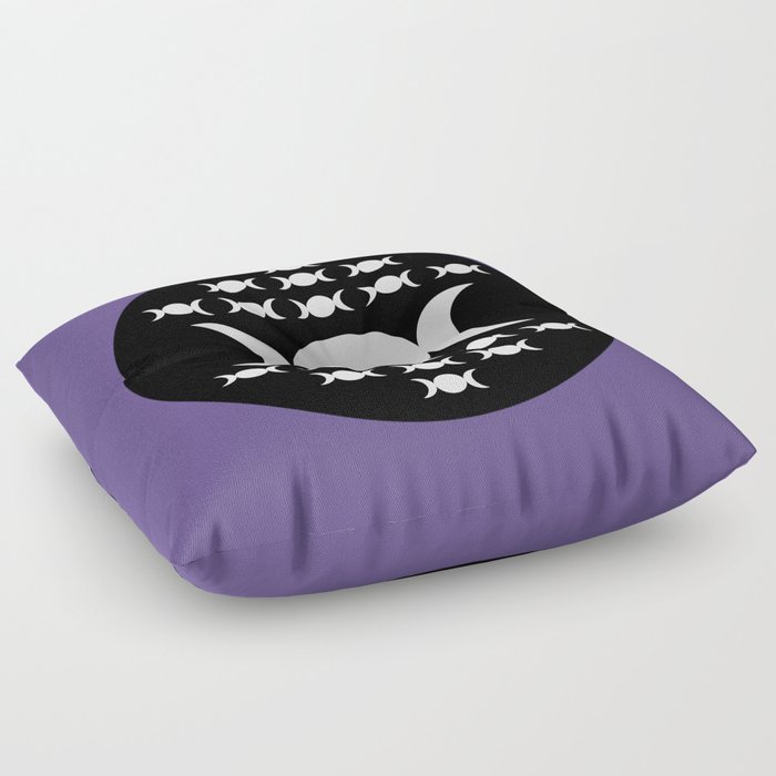 Triple Moon Goddess - White, Black and Ultra Violet Floor Pillow