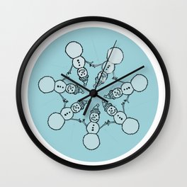 Snowman Circle- Ice Blue Wall Clock | Cold, Snowflake, Frosty, Chilly, Aesthetic, Drawing, Snow, Circle, Winter, Christmas 