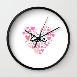 Kate, red and pink hearts Wall Clock