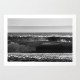 Beach Adventure Summer Waves at Sunset Black and White Art Print