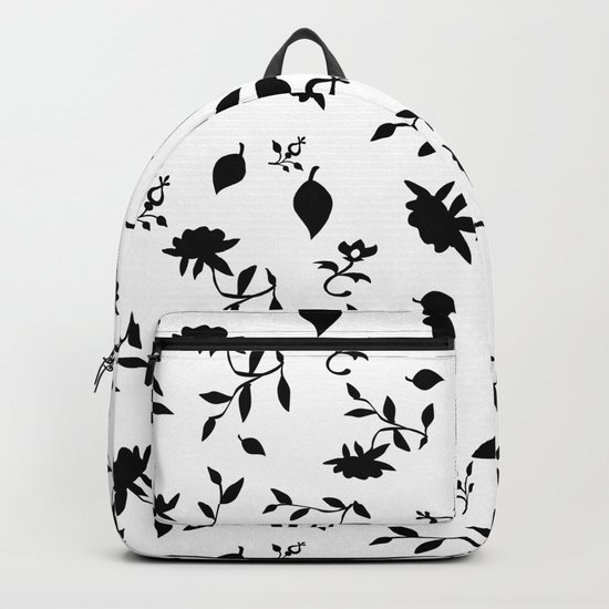 Black and white floral pattern . Backpack
