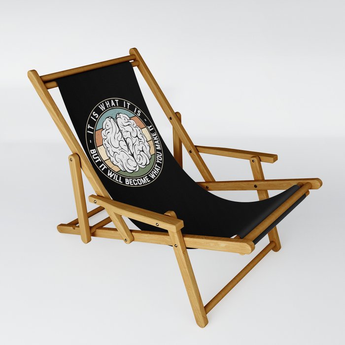 Vintage Brain Motivational Quote Sling Chair