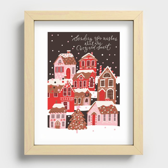 Gingerbread Village Recessed Framed Print