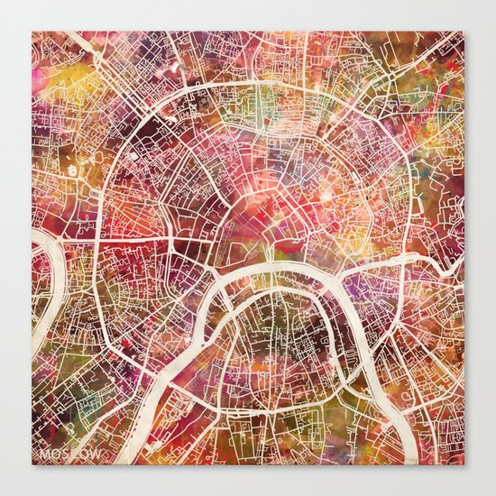 Moscow Map Canvas Print