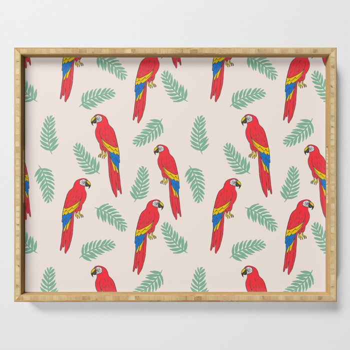 Macaw Parrot Tropical Bird Jungle Animal Nature Pattern Serving Tray By Andrealaurendesign