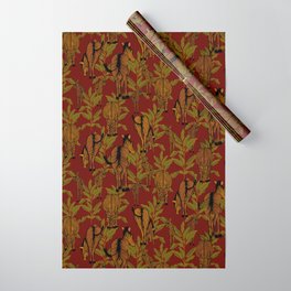 Festive Zebras with Eyelashes & Sunglasses on Ruby Red Background Wrapping Paper