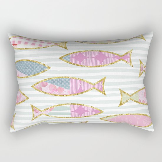 Fancy Fish pastel patchwork pattern Rectangular Pillow