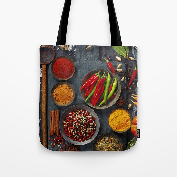 Fresh delicious ingredients for healthy cooking  on rustic background Tote Bag