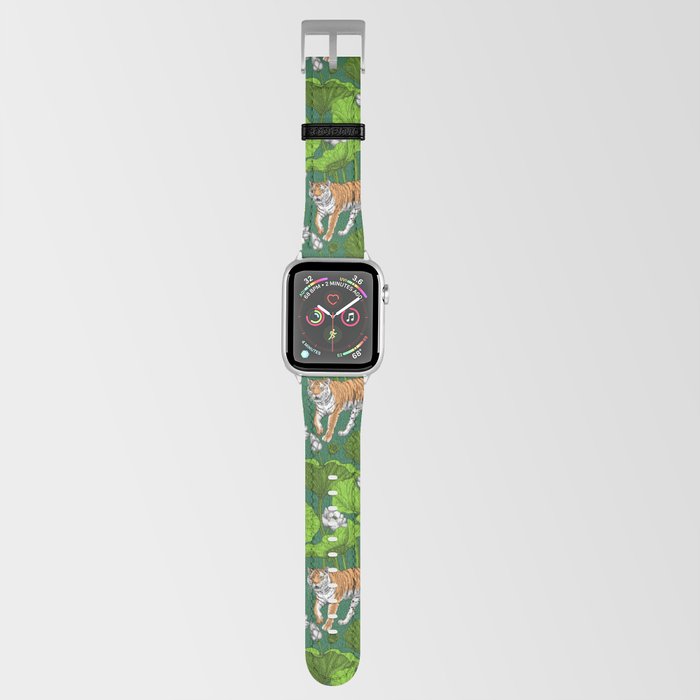 Tigers in the white lotus pond Apple Watch Band