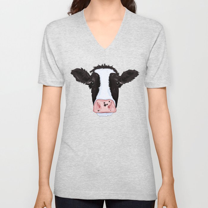 Cow V Neck T Shirt