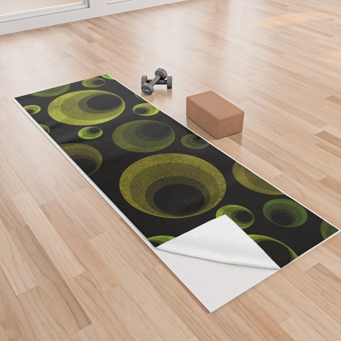 Green & Olive Abstract Circles Yoga Towel