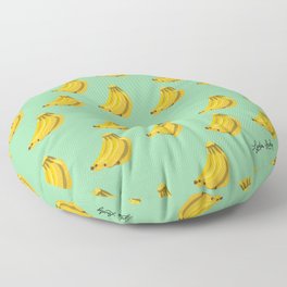 Bananas yellow- green background Floor Pillow