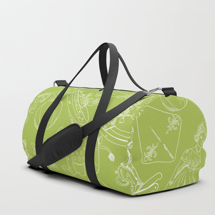 Light Green and White Toys Outline Pattern Duffle Bag