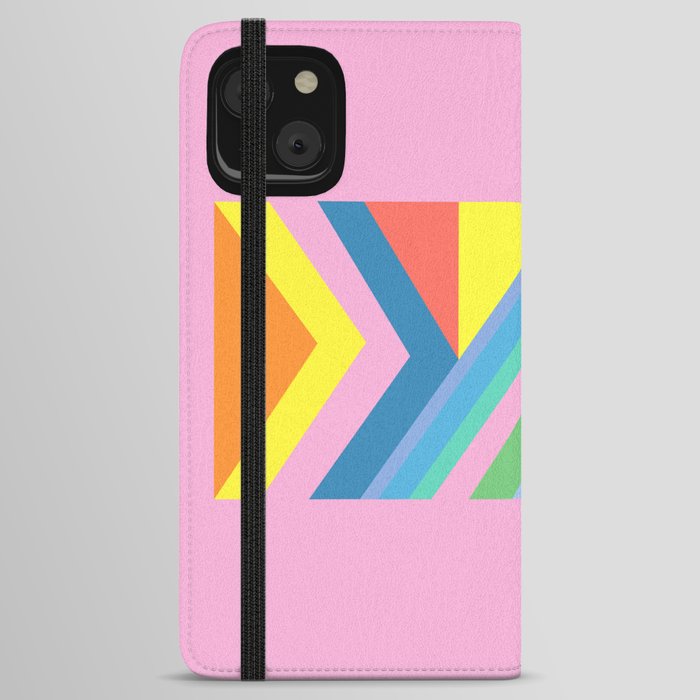 Colorful Shapes on Pink iPhone Wallet Case