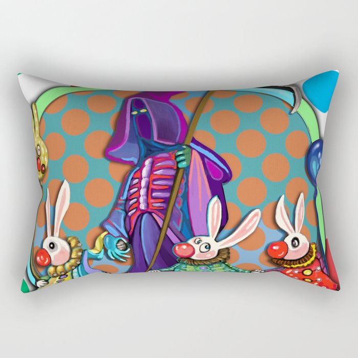 Death takes his rabbit friends to the circus Rectangular Pillow