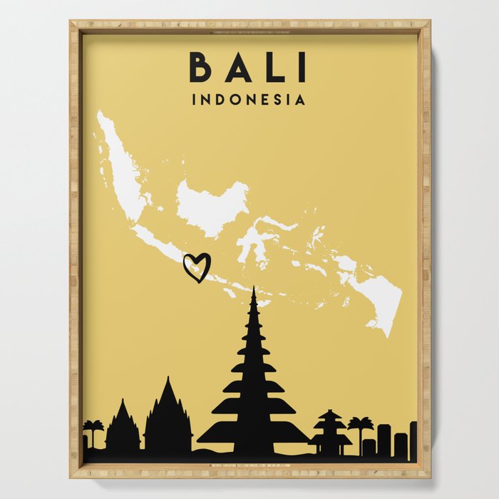BALI INDONESIA LOVE CITY SILHOUETTE SKYLINE ART Serving Tray