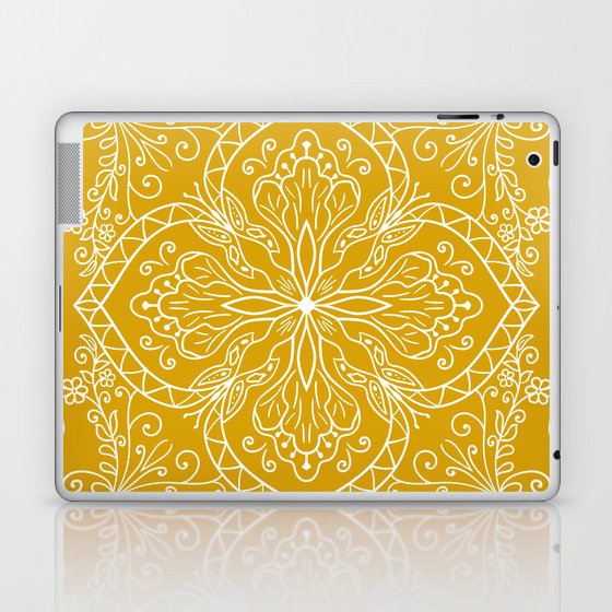 Mustard Yellow Boho Elegant Mandala Laptop & iPad Skin