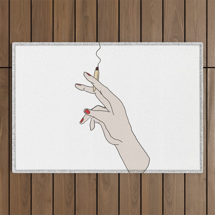 Hand Girl Smoking Joint Outdoor Rug