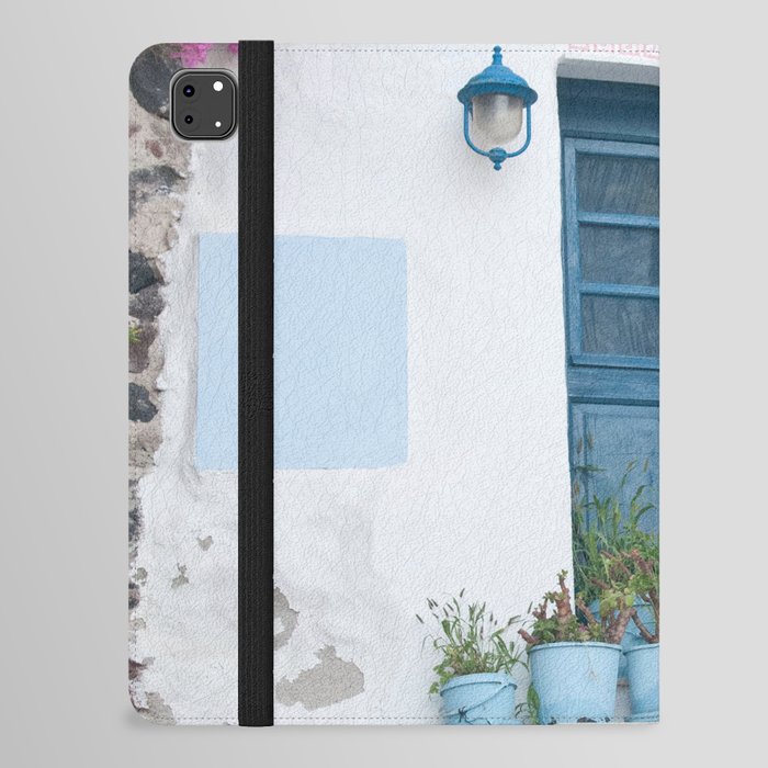 Santorini Oia Blue Door Dream #1 #minimal #wall #decor #art #society6 iPad Folio Case