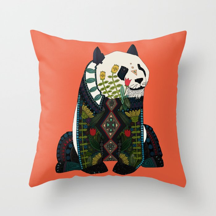 panda orange Throw Pillow