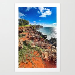 Poipu, Kauai, Hawaii, Cliffs, Portrait Art Print