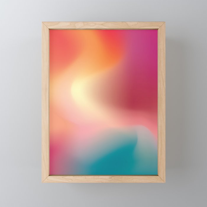 Fruit Smoothie Teal/Pink Gradient Mesh Framed Mini Art Print