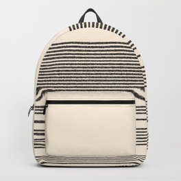 Organic Stripes - Minimalist Textured Line Pattern in Black and Almond Cream Backpack