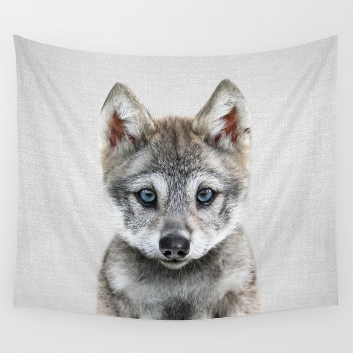 Baby Wolf - Colorful Wall Tapestry