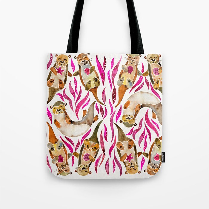 Otters – Pink Accents Tote Bag