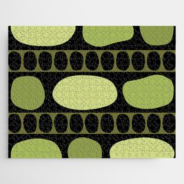 Tribal Art Rock Pattern Black Chartreuse Jigsaw Puzzle