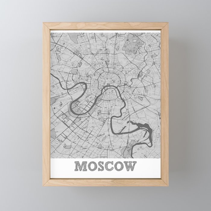 Moscow city map sketch Framed Mini Art Print