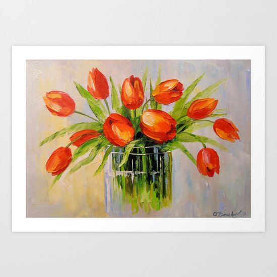 A bouquet of tulips Art Print