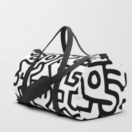 Doodles White Bg Homage to Haring pattern Duffle Bag