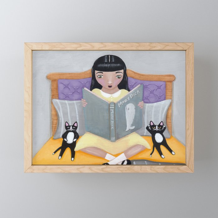 Story Time for Kittens Framed Mini Art Print