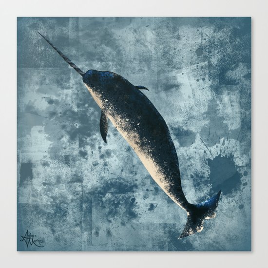 "Jackson the Narwhal" by Amber Marine ~ Art (c) 2015 Canvas Print
