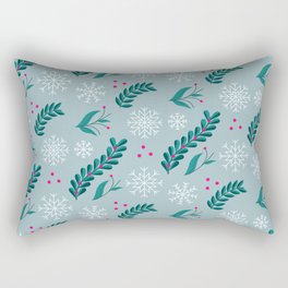 Christmas Pattern Turquoise Floral Pine Mistletoe Rectangular Pillow