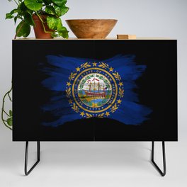 New Hampshire state flag brush stroke, New Hampshire flag background Credenza