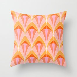 Art Deco Waterfalls // Orange Burst Throw Pillow