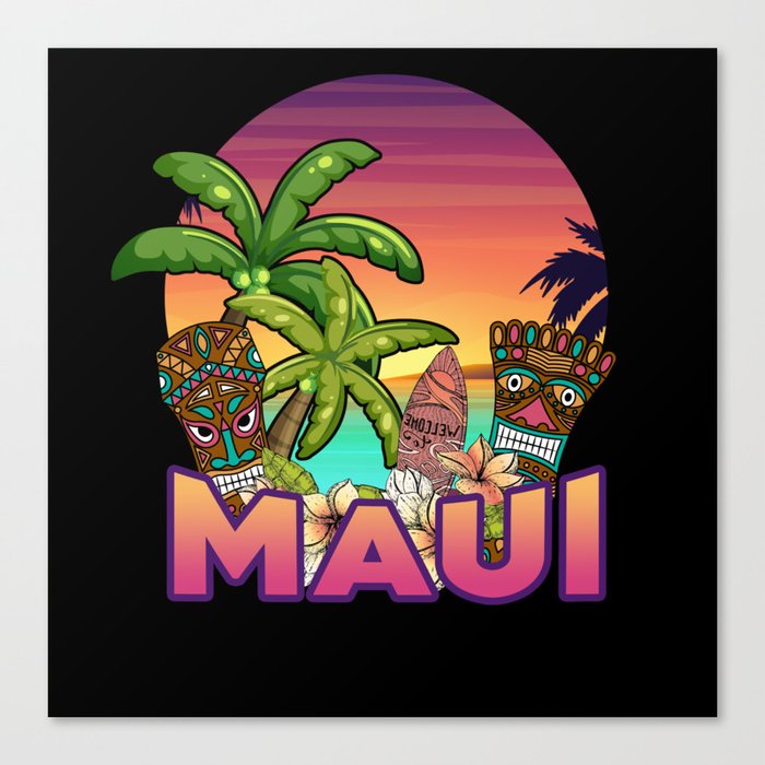 Maui Retro Beach Canvas Print
